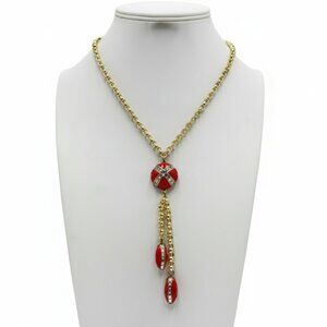 Heidi Daus Madison & 68th Red Enamel and Crystal Y-Necklace